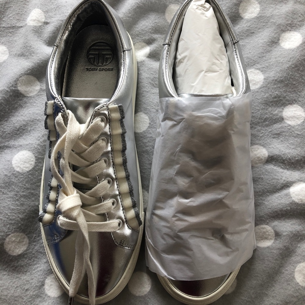 Tory Burch Sport Ruffle Metallic Sneaker